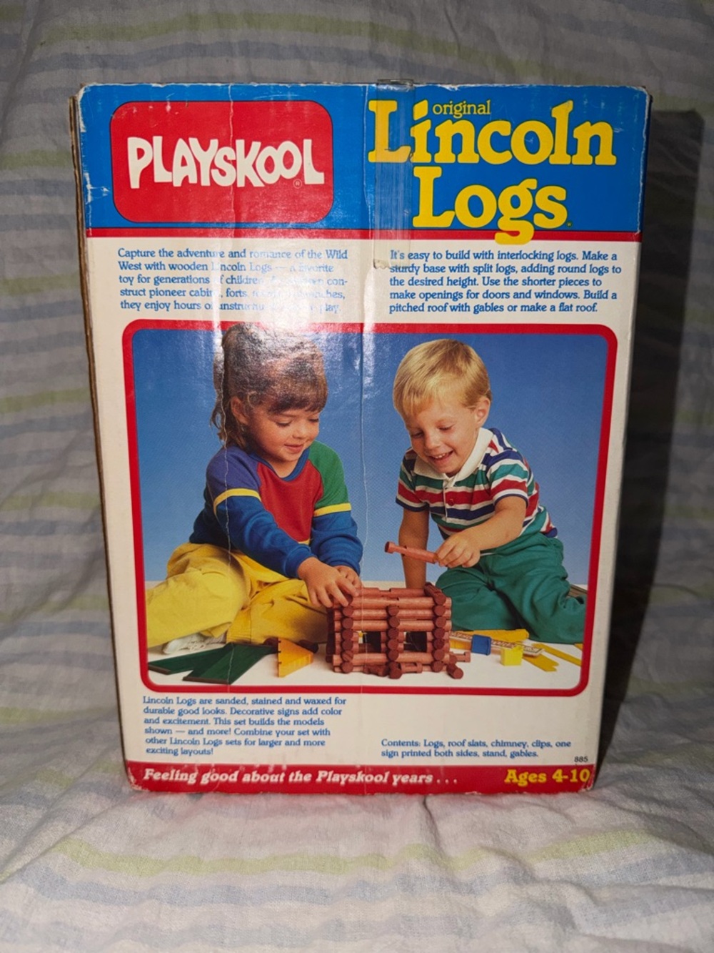 Vintage Playskool Lincoln Logs Set 103 Pieces Real Wood Original Box 1980s Toy - Picture 3 of 4